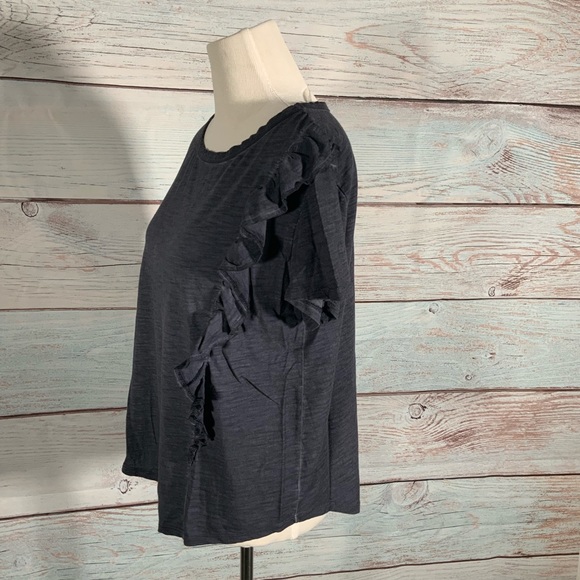 Sanctuary navy blue ruffled short sleeve tee - Picture 2 of 5